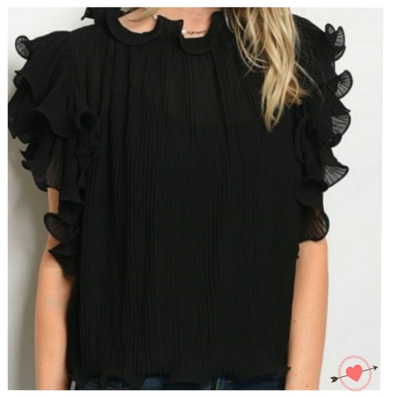 Tops - Black Ruffle Top